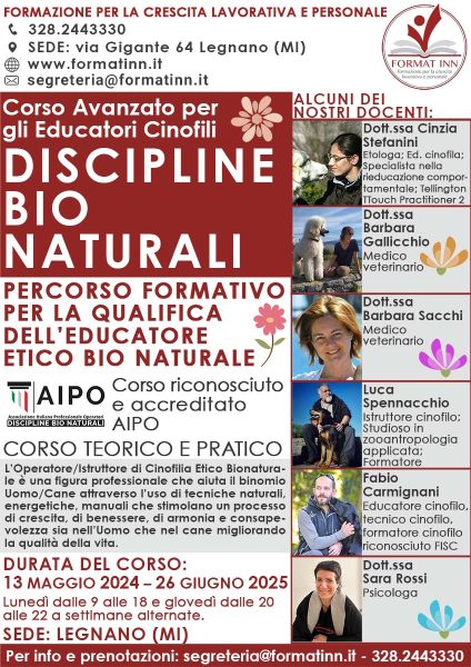 Corso avanzato per gli educatori cinofili Discipline Bio Naturali